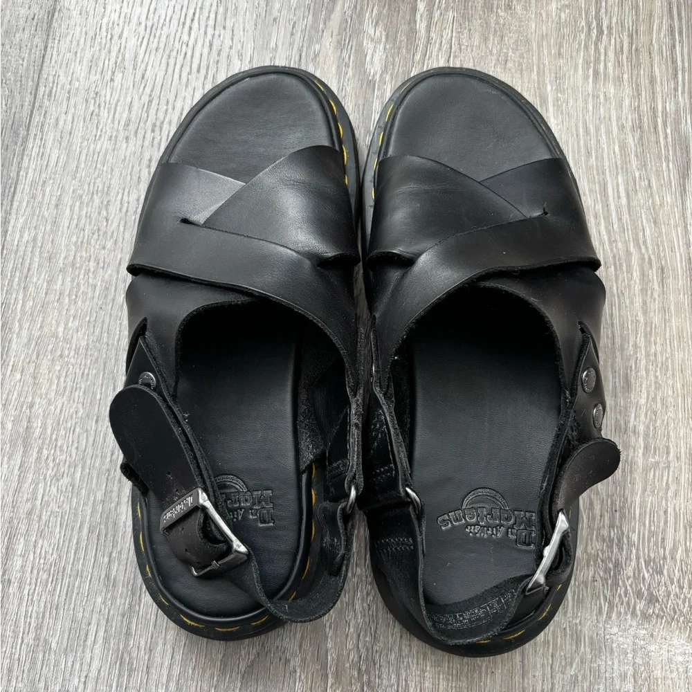 Dr. Martens Zane Black Leather Cross-Strap Sandals size 8 - Picture 2 of 7